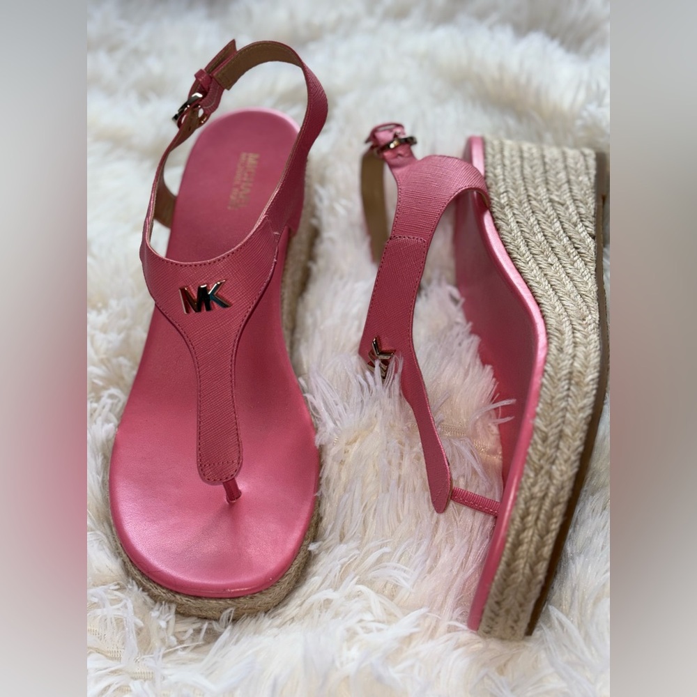 Salmon pink Michael Kors wedge sandals!